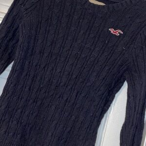 Hollister Dark Blue Cable Knit Sweater